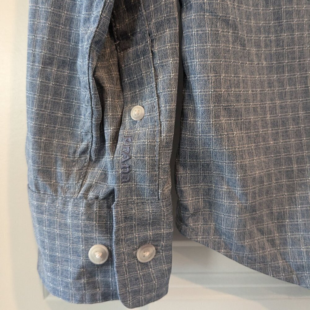 PrAna Shirt Men's Size ST Blue Gingham Garvan Button-up Vented Long Sleeve Shirt - Picture 12 of 15
